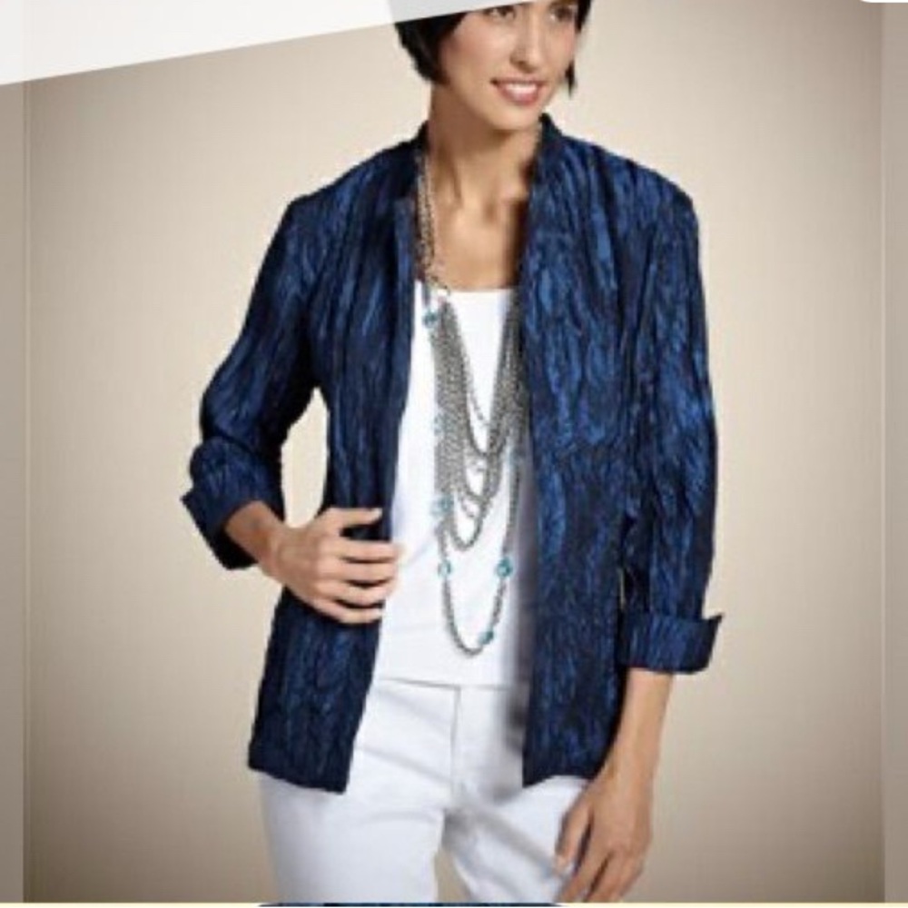 Chico's Textured Navy Blazer